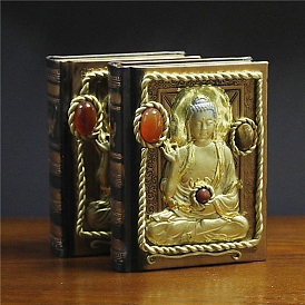 Rectangle with Buddha 3D Embossed Notebook, with Natural Gemstone, for School Office Supplies