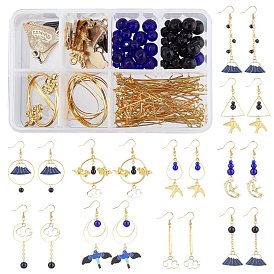 SUNNYCLUE DIY Dangle Earring Making Kits, Including Alloy Pendants & Link Connectors, Brass Cable Chains & Linking Rings & Earring Hook & Jump Rings & Pins, Glass Beads