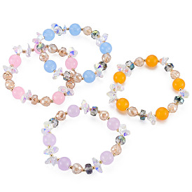 Faceted Glass Beads Stretch Bracelets, Womens Fashion Handmade Jewelry