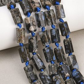 Бусы из натурального глаукофана, колонка, граненые