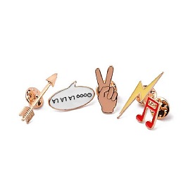 Fashion Enamel Pins with Yeah Gesture, Music Note, Lightning Bolt and Arrow Badge