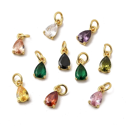 Латунные микро проложить кубического циркония подвески, слезинки, золотые