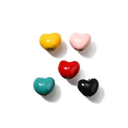 S925 бусины из стерлингового серебра, с эмалью, сердце