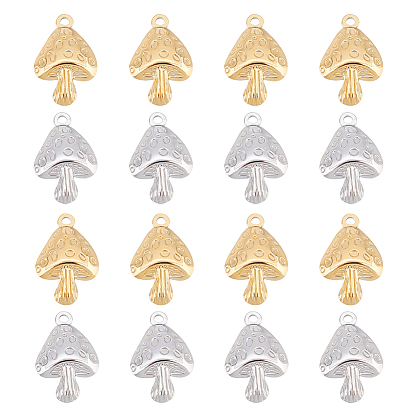 16 шт. 2 цвета 304 подвески из нержавеющей стали, грибное очарование