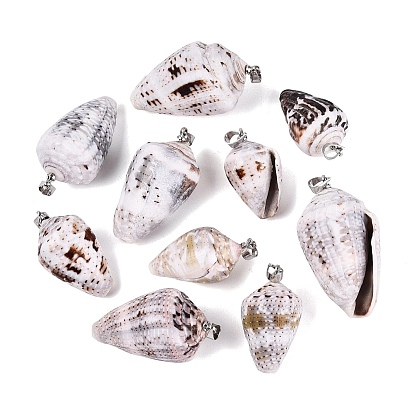 Anhänger aus Messing und natürlicher Kegelmuschel, Kegel Charms