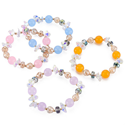 Faceted Glass Beads Stretch Bracelets, Womens Fashion Handmade Jewelry
