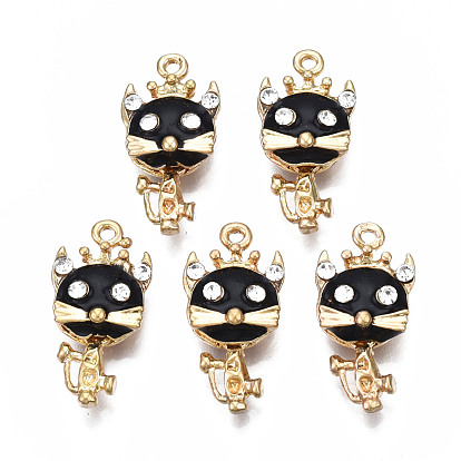 Rack Plating Alloy Enamel Pendants, with Crystal Rhinestone, Cadmium Free & Nickel Free & Lead Free, Mouse