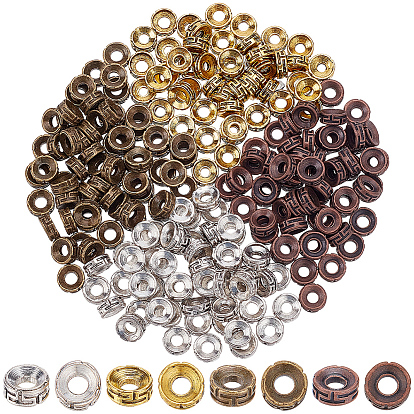 240 шт. 4 цветные бусины-распорки в тибетском стиле, плоско-круглые, без кадмия и без свинца