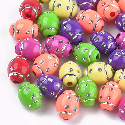 Plating Acrylic Beads, Sports Beads, Metal Enlaced, Rugby