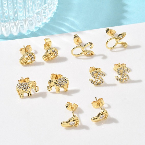 Женские серьги-гвоздики из латуни с кристаллами и стразами, золотые