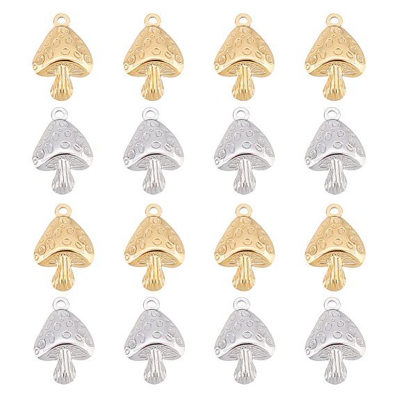 16 шт. 2 цвета 304 подвески из нержавеющей стали, грибное очарование