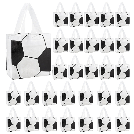 30Pcs Football Print Non-woven Fabrics Bags wtih Handle, Shopping Bags, Rectangle