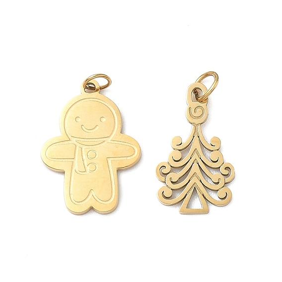 Новогодняя тема 304 подвески из нержавеющей стали, золотые