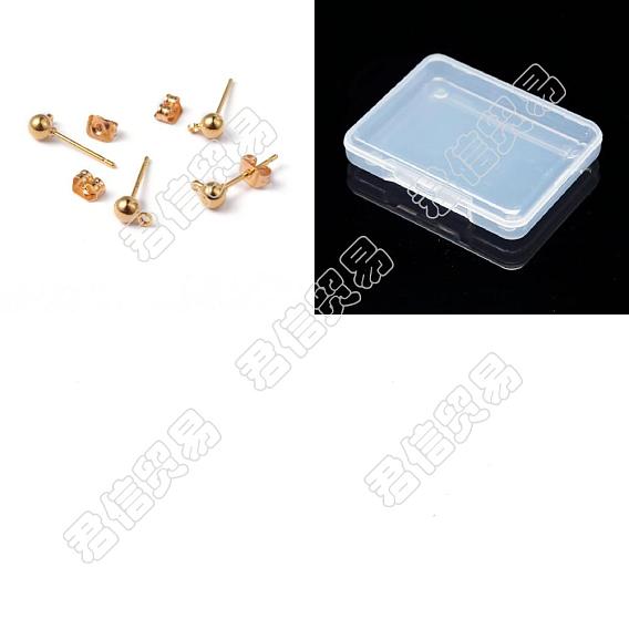 20Pcs Brass Post Earring Findings, with Loop
