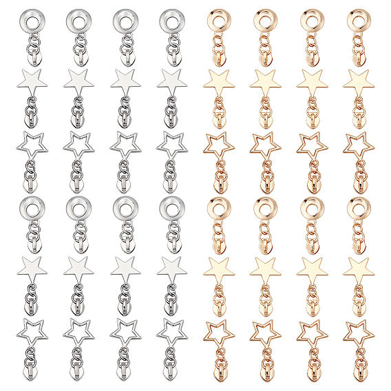 48 pièces 6 styles curseurs de fermeture éclair en alliage avec breloque ronde, pour accessoires de housses à vêtements