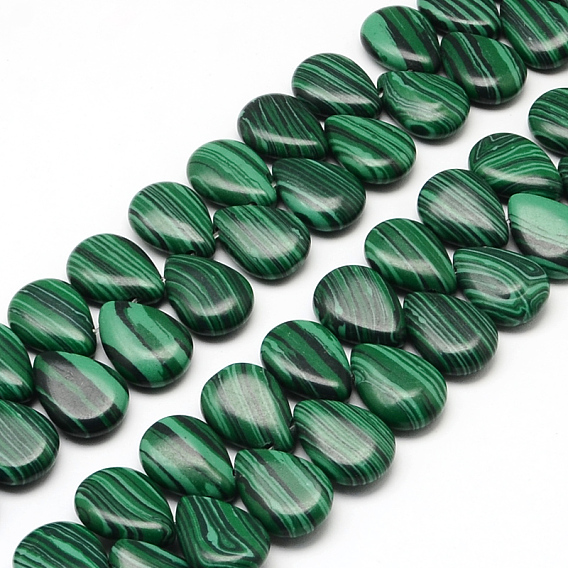 Pendentif en malachite synthétique en forme de larme brins de perles