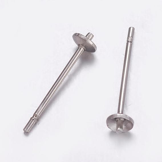 304 Stainless Steel Stud Earrings Findings, For Half Drilled Beads