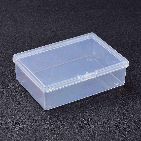 Transparent Plastic Bead Containers, with Hinged Lids, Rectangle