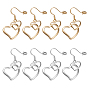 4 пары 2 цветные железные полые серьги-сердечки, со сплавом