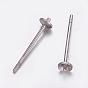 304 Stainless Steel Stud Earrings Findings, For Half Drilled Beads