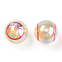 UV Plating Rainbow Iridescent Acrylic Beads, Round with Star