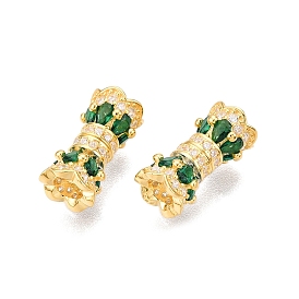925 Sterling Silver Micro Pave Cubic Zirconia Screw Clasps, with S925 Stamp, Flower