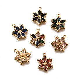 304 подвески из нержавеющей стали с микропаве из кубического циркония, цветок, ионное покрытие (ip), реальный 18 k позолоченный