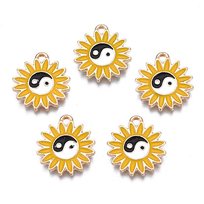 Pendentifs en émail , or et de lumière, sans cadmium et sans plomb, tournesol avec yin yang