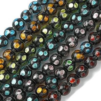 Серебряные песочные бусины лэмпворк ручной работы, круглый с точкой