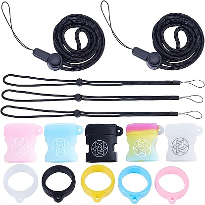 Tour de cou réglable en polyester, avec pendentif en silicone et panneaux suspendus anti-perte