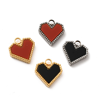 Vacuum Plating 304 Stainless Steel Pendants, with Acrylic, Heart