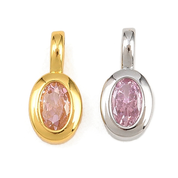 Латунные микро проложить кубического циркония подвески, овальные амулеты