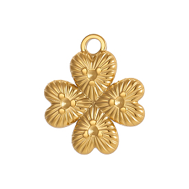 304 Настройки кулон стразы кабошон из нержавеющей стали, Четыре листа клевера, ионное покрытие (ip)