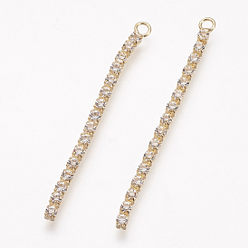 Rhinestone Pendants, with Brass Findings, Nickel Free, Real 18K Gold Plated