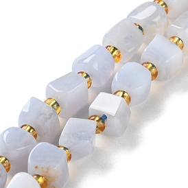 Натуральный голубой кружевной агат бисер нитей, нерегулярные кубические бусины, с бисером