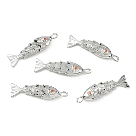 SHEGRACE Brass Micro Pave Cubic Zirconia Pendants, Fish Charms, Cadmium Free & Lead Free & Nickel Free