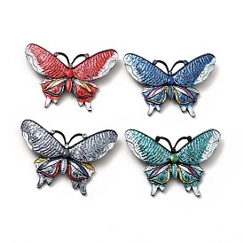 Alloy Butterfly Brooch Pin with Rhinestone for Backpack Clothes, Electrophoresis Black, Cadmium Free & Lead Free