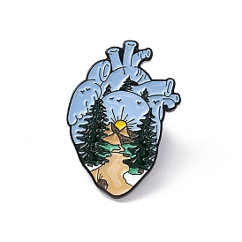 Anatomical Heart Enamel Pin, Electrophoresis Black Alloy Brooch for Backpack Clothes