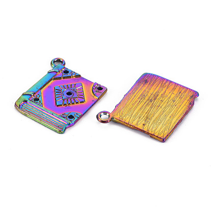 Rainbow Color Alloy Pendants for Teachers' Day, Cadmium Free & Nickel Free & Lead Free, Book