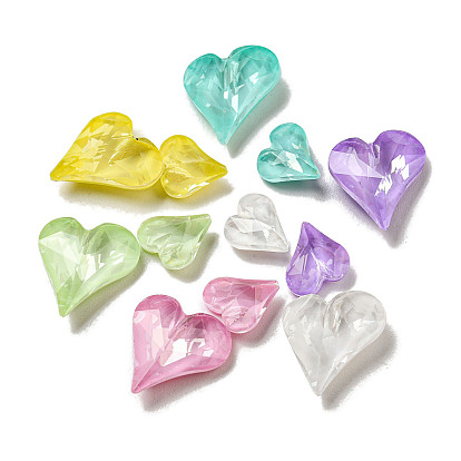 Cabujones de diamantes de imitación de cristal, punta trasera y trasera plateada, facetados, corazón