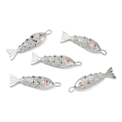 SHEGRACE Brass Micro Pave Cubic Zirconia Pendants, Fish Charms, Cadmium Free & Lead Free & Nickel Free