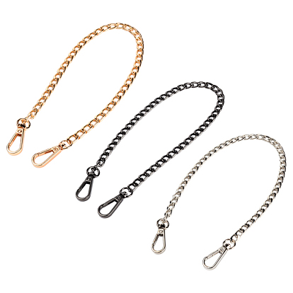 3Pcs 3 Colors Iron Bag Strap, with Clasps, for Bag Straps Replacement Accessories