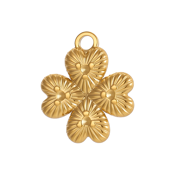 304 Настройки кулон стразы кабошон из нержавеющей стали, Четыре листа клевера, ионное покрытие (ip)