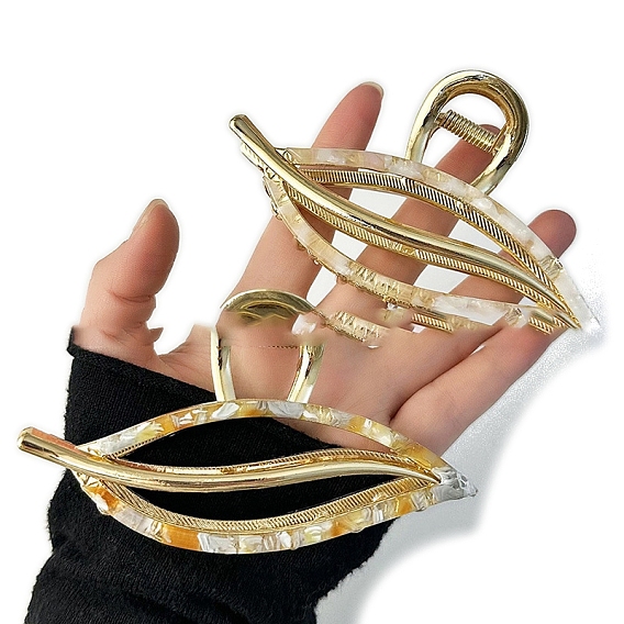 Заколки для волос из ацетата целлюлозы с легированными когтями, золотые, лист