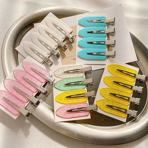 Акриловые бесследные заколки для волос из кожи аллигатора в форме листа, со сплавочной фурнитурой, аксессуары для волос для девочек