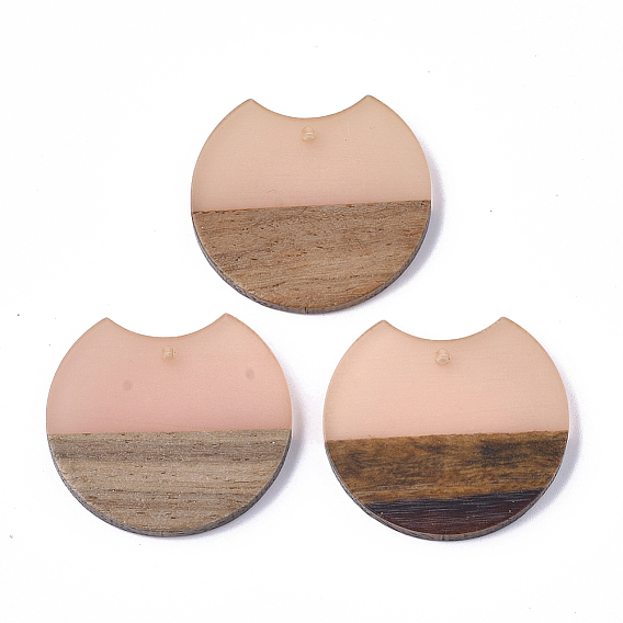 Resin & Walnut Wood Pendants, Gap Flat Round