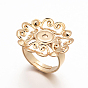 Adjustable Brass Filigree Ring Setting Components, Long-Lasting Plated, Flower Pad Ring Bases, 17mm, Tay: 24x0.6mm