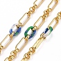 Handmade Brass Link Chains, with Acrylic Linking Rings, Soldered, Real 18K Gold Plated