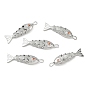 SHEGRACE Brass Micro Pave Cubic Zirconia Pendants, Fish Charms, Cadmium Free & Lead Free & Nickel Free