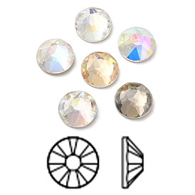 K9 Glass Rhinestone Cabochons, Flat Back & Back Plated, Faceted, Half Round